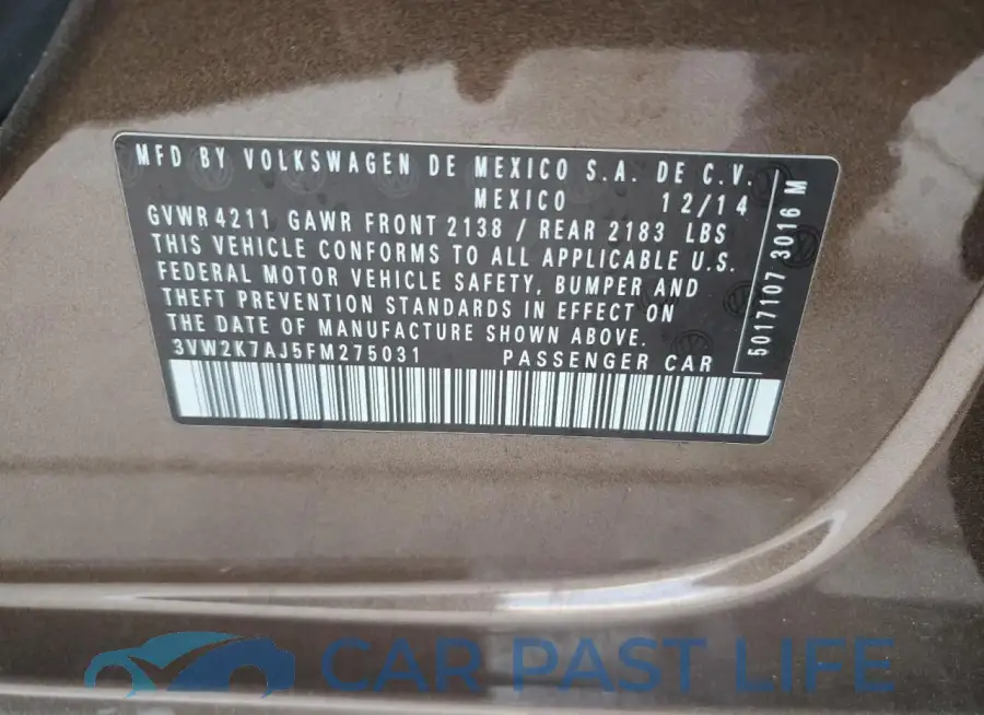 3VW2K7AJ5FM275031# 12