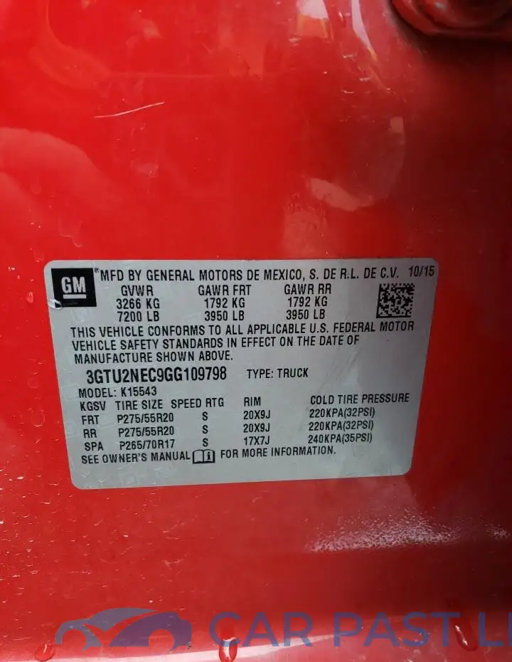 3GTU2NEC9GG109798# 12