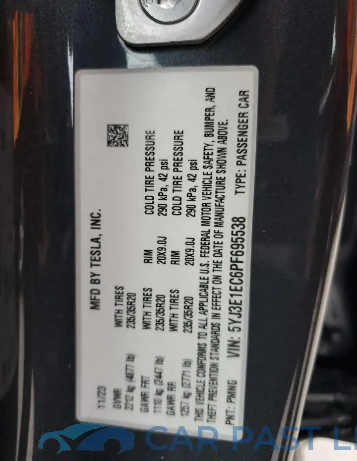 5YJ3E1EC6PF695538# 12