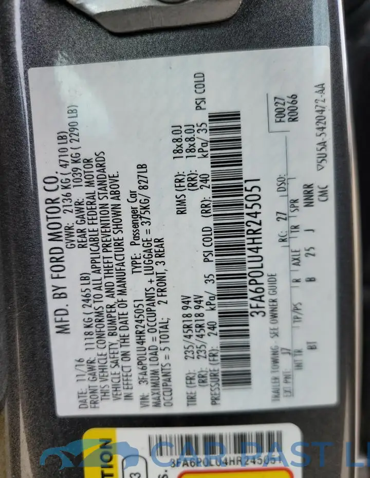 3FA6P0LU4HR245051# 12