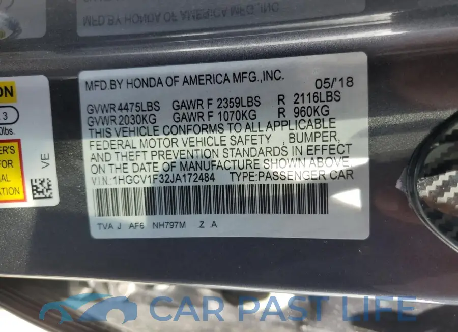 1HGCV1F32JA172484# 12