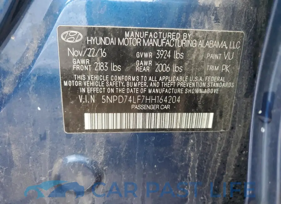 5NPD74LF7HH164204# 12