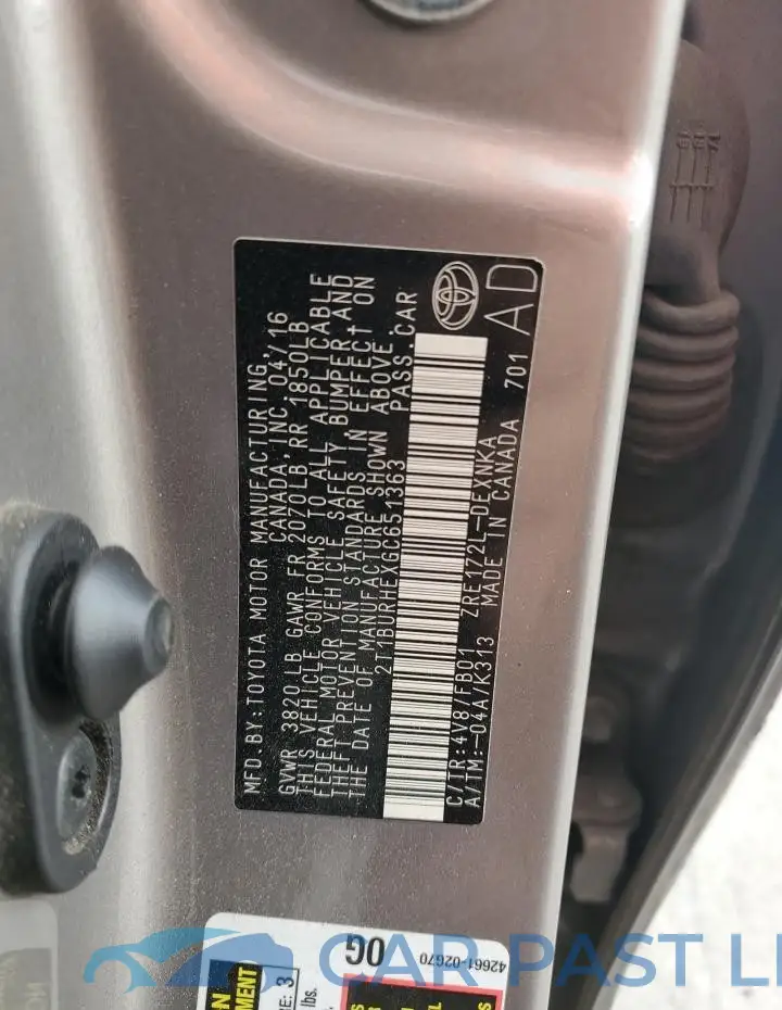 2T1BURHEXGC651363# 12