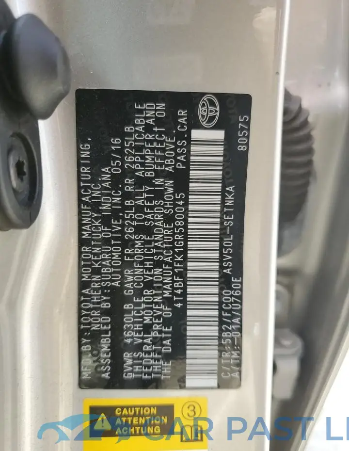 4T4BF1FK1GR580045# 13