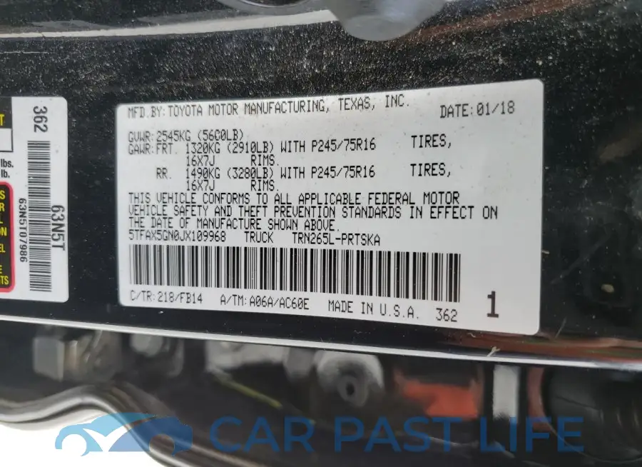 5TFAX5GN0JX109968# 12