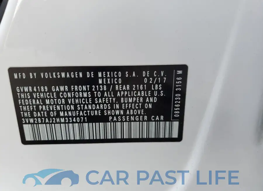3VW2B7AJ2HM334071# 13