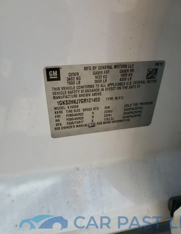1GKS2HKJ7GR121450# 13