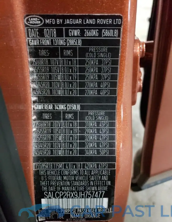 SALCP2RX9JH757477# 12