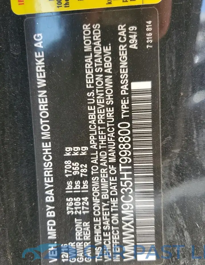 WMWXM9C35HT998800# 13