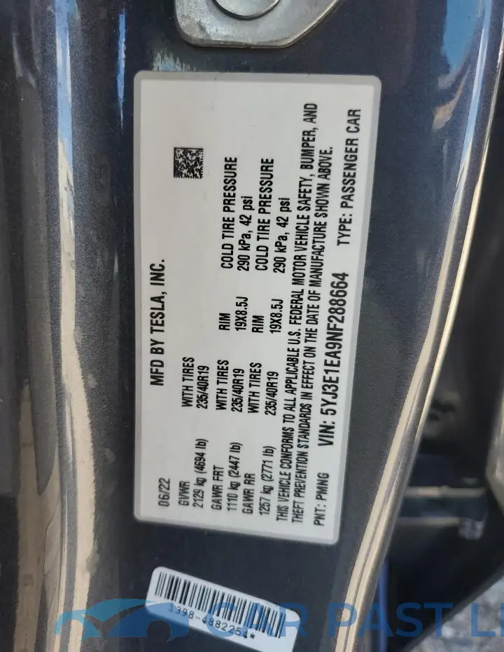 5YJ3E1EA9NF288664# 12