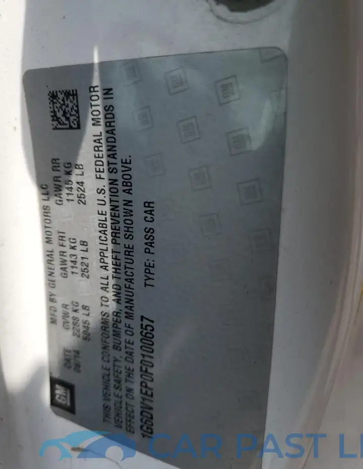 1G6DV1EP0F0100657# 12