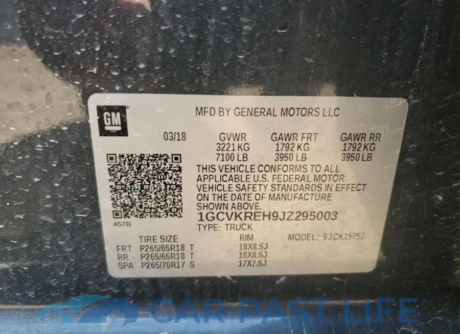 1GCVKREH9JZ295003# 13