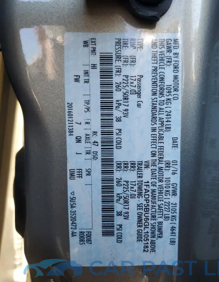 1FADP5BU6GL105182# 14