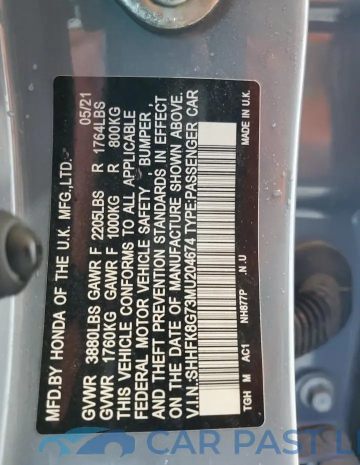 SHHFK8G73MU204674# 12