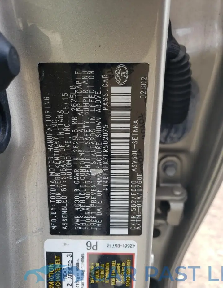 4T4BF1FK7FR502075# 12