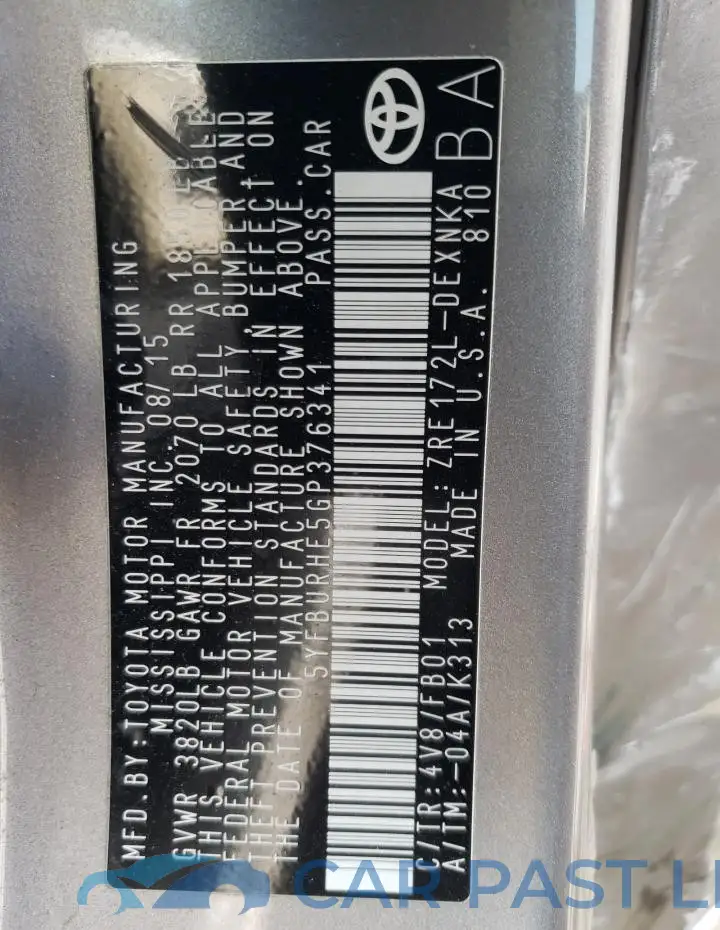 5YFBURHE5GP376341# 13