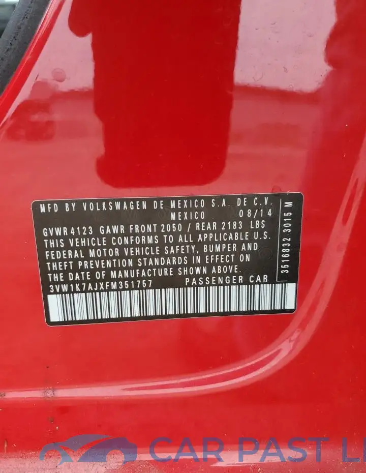 3VW1K7AJXFM351757# 12