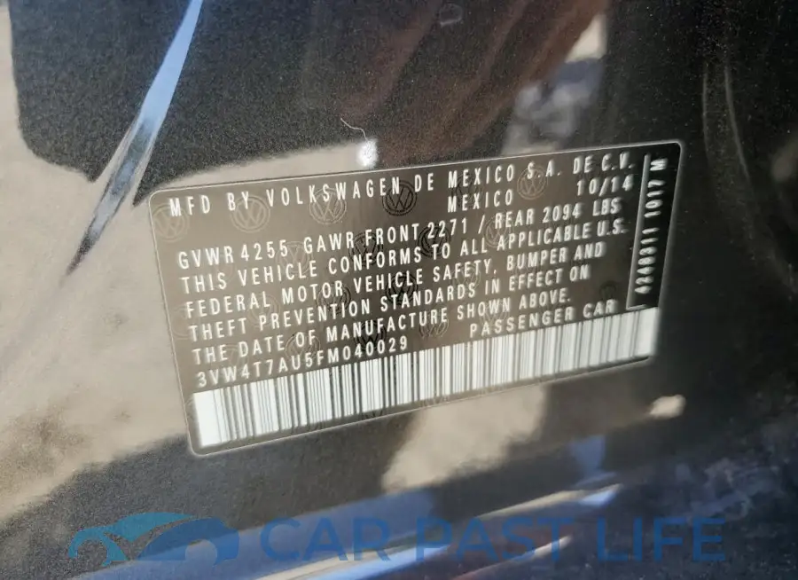 3VW4T7AU5FM040029# 13