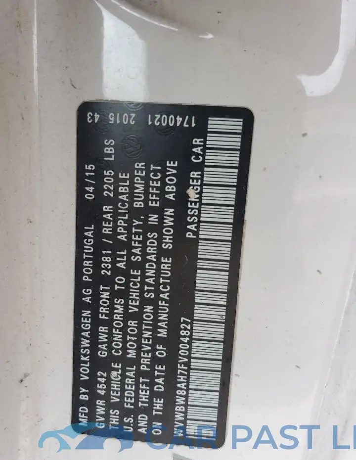 WVWBW8AH7FV004827# 12