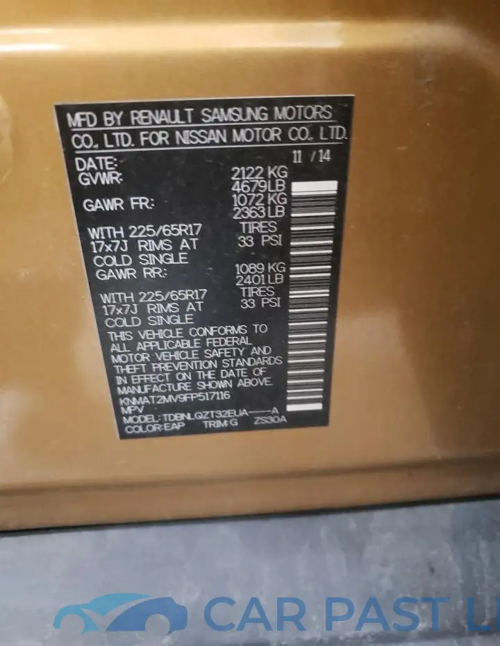 KNMAT2MV9FP517116# 12
