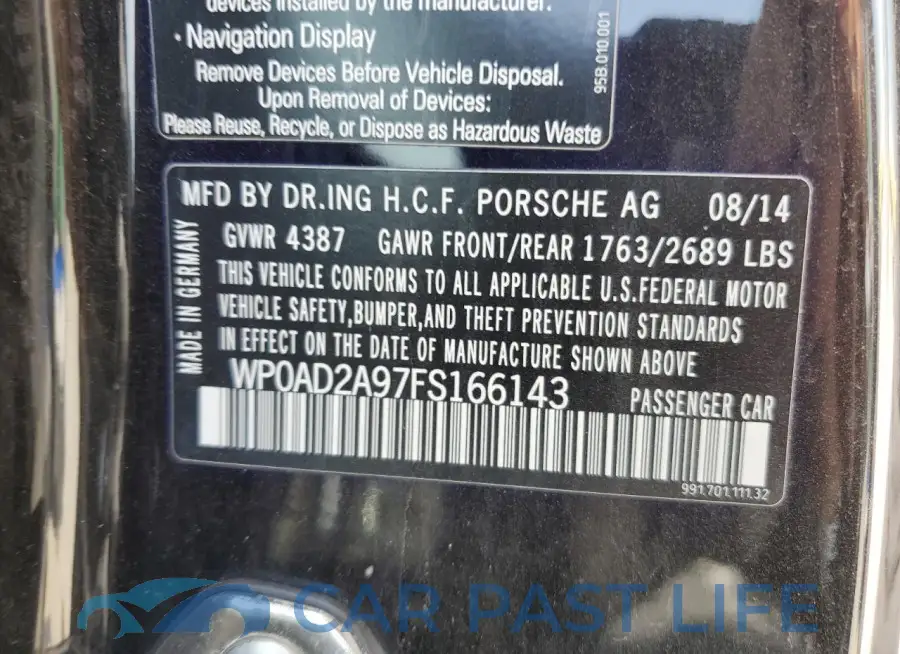 WP0AD2A97FS166143# 12