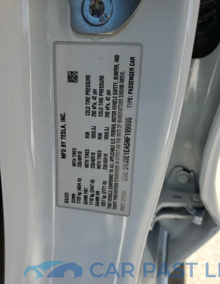 5YJ3E1EA5NF199996# 12