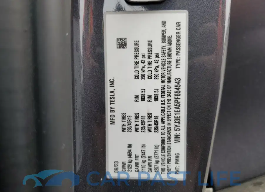 5YJ3E1EA5PF654543# 13