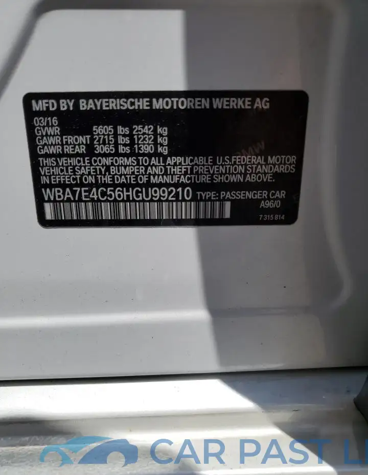 WBA7E4C56HGU99210# 12