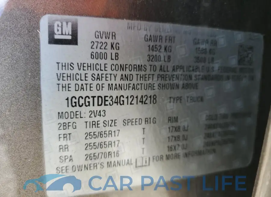 1GCGTDE34G1214218# 13
