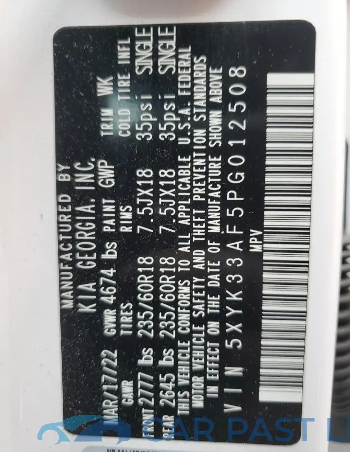 5XYK33AF5PG012508# 14