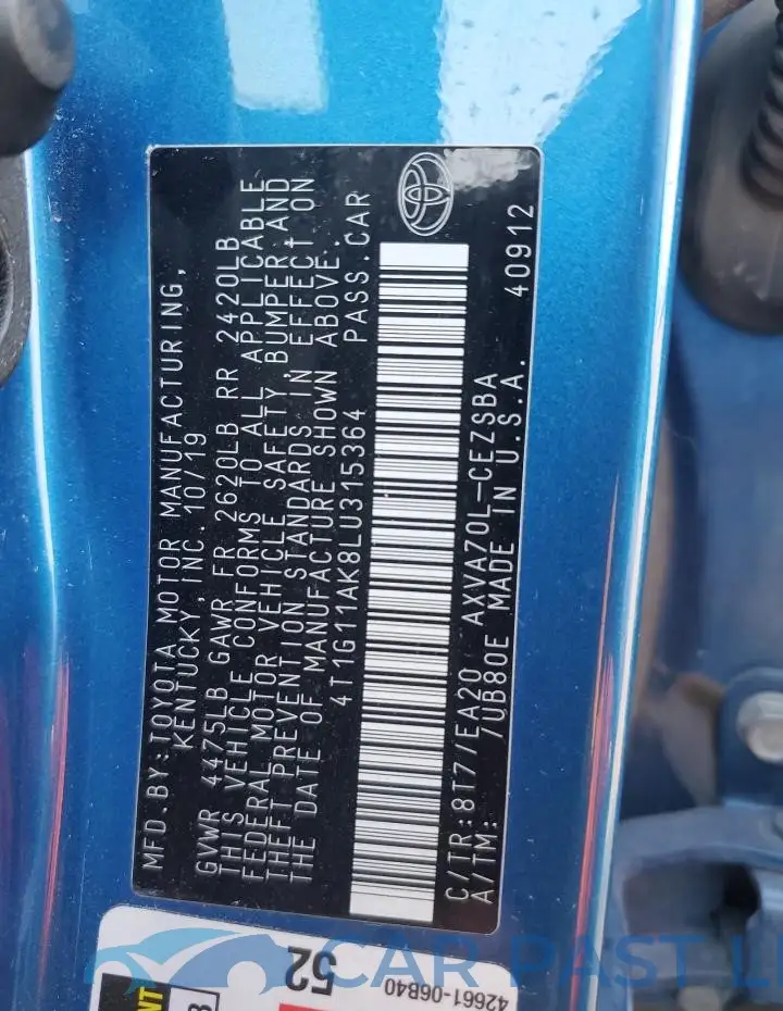 4T1G11AK8LU315364# 12