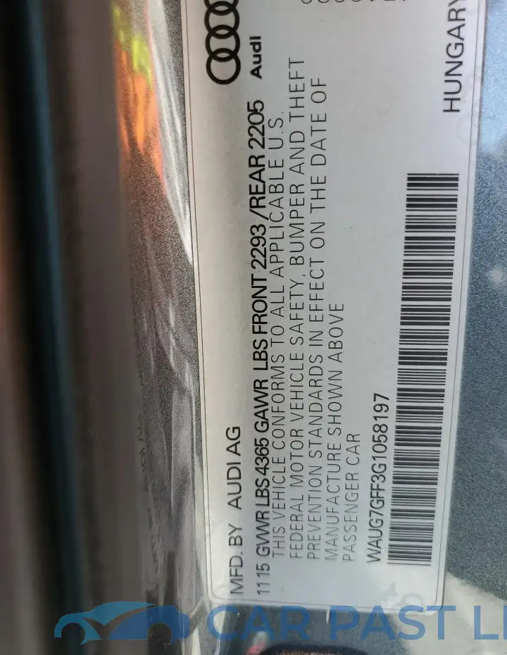 WAUG7GFF3G1058197# 12