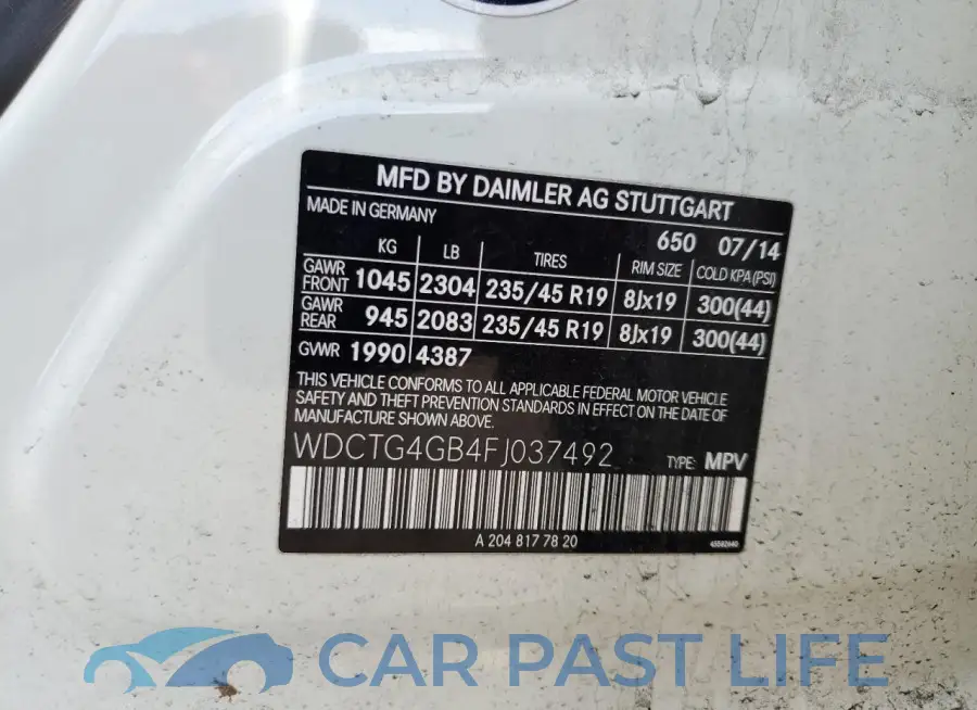WDCTG4GB4FJ037492# 12