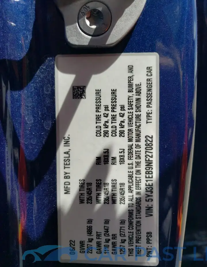 5YJ3E1EB9NF270822# 12
