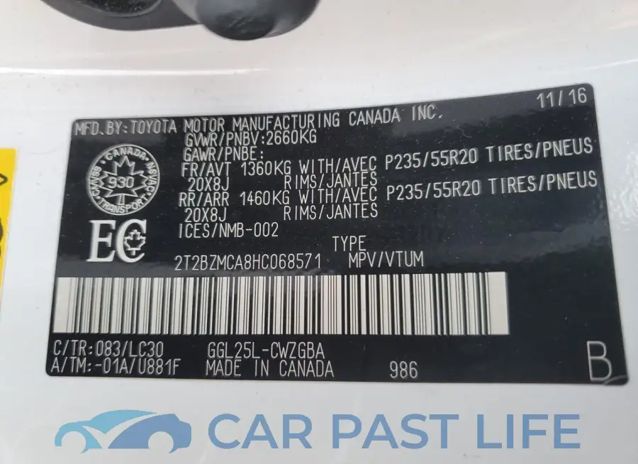 2T2BZMCA8HC068571# 13