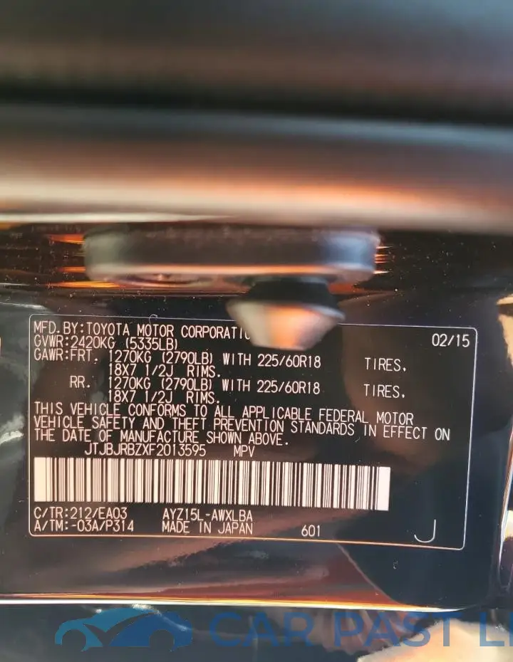 JTJBJRBZXF2013595# 12