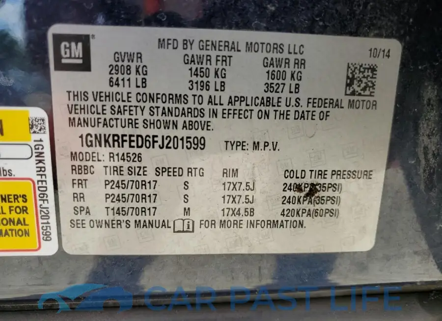 1GNKRFED6FJ201599# 14