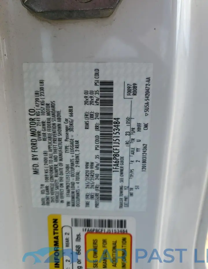 1FA6P8CF1J5153484# 12