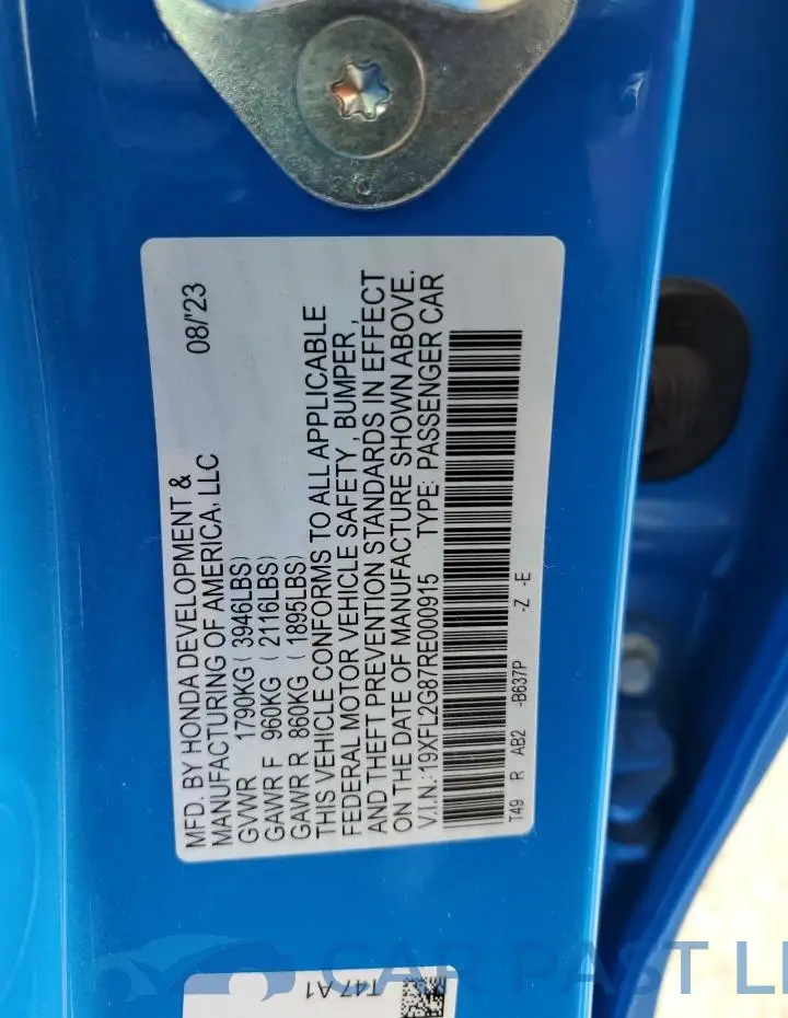 19XFL2G87RE000915# 12