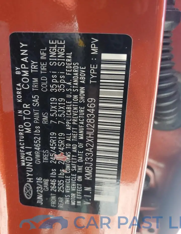 KM8J33A2XHU283469# 13