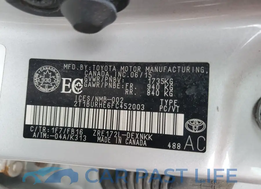 2T1BURHE6FC452003# 12