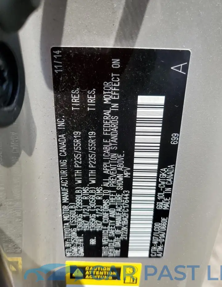 2T2ZK1BA2FC176443# 13