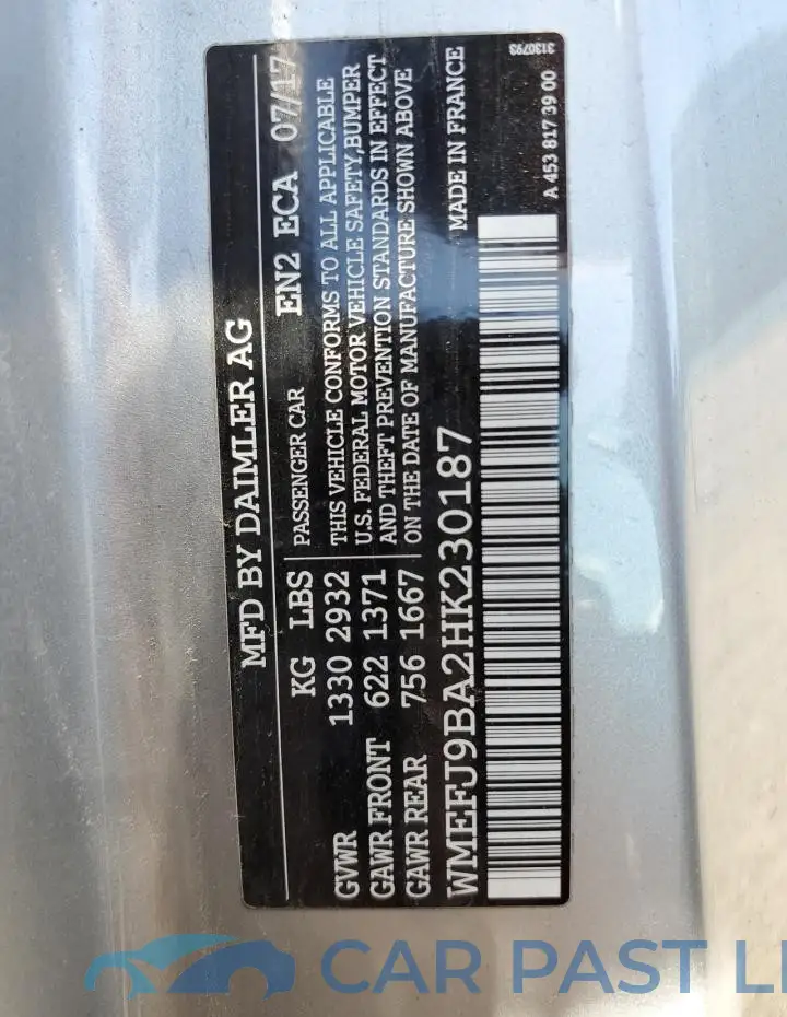 WMEFJ9BA2HK230187# 12