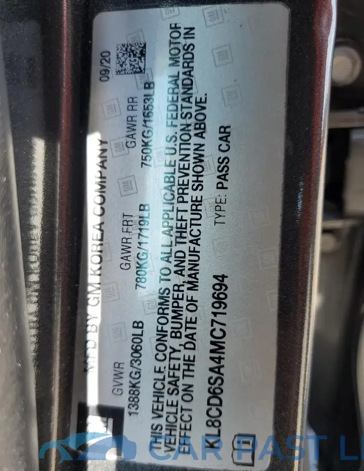 KL8CD6SA4MC719694# 12