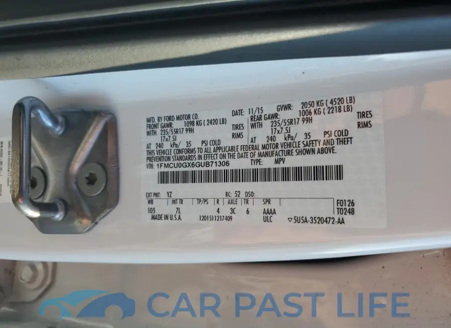 1FMCU0GX6GUB71306# 14