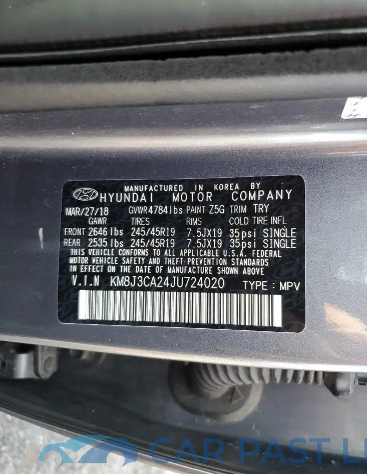 KM8J3CA24JU724020# 13