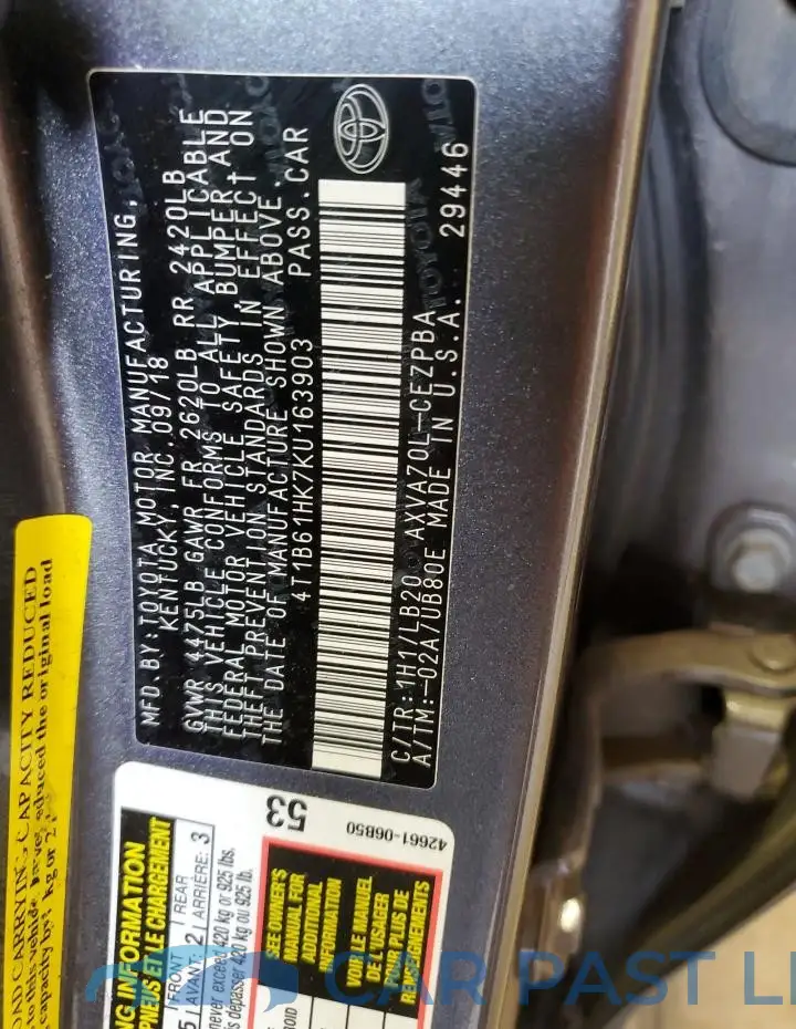 4T1B61HK7KU163903# 12