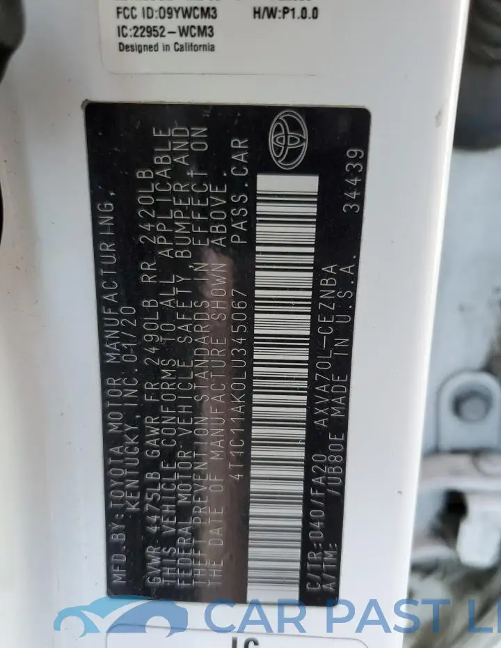 4T1C11AK0LU345067# 12