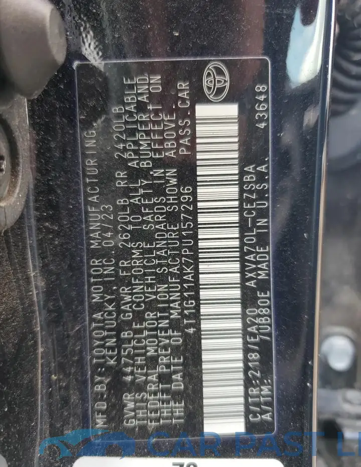 4T1G11AK7PU157296# 12