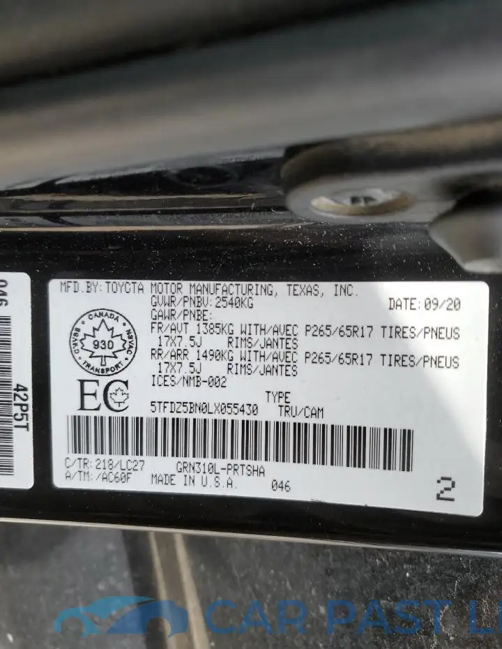 5TFDZ5BN0LX055430# 12